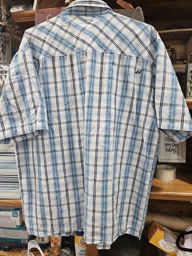 Camicia da uomo blu Anchor (2XL) fantastica, blu a scacchi bianca S/S - Foto 6 di 6