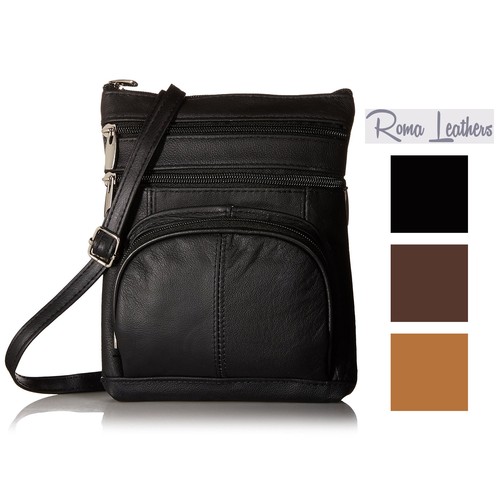 Roma Leathers Genuine Leather MultiPocket Crossbody Purse Bag eBay