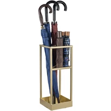 19 Inch Freestanding Entryway Brass Metal Umbrella Stand with Bottom Drip Tray