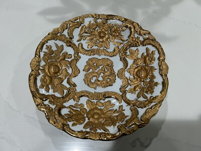 Gold Encrusted Meissen Style Porcelain Plate Raised Gilt Marked G457