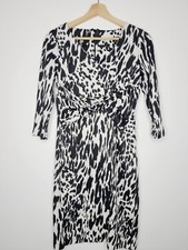 New York & Company Stretch Animal Cheetah Leopard Print Faux Wrap Dress Size S