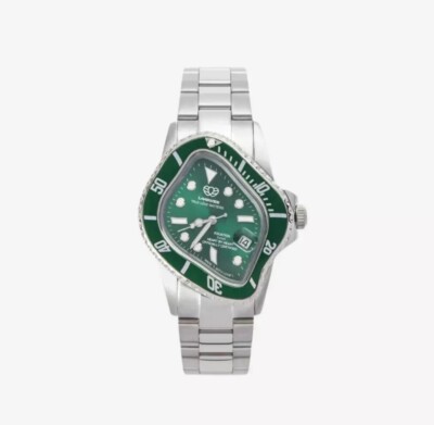 Laarvee Silver Precision Steel PEA001 Green Bezel Green Dial watch  