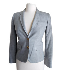 J. Crew Women Size 0 Schoolboy Blazer Gray Wool Blend Gold Buttons