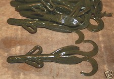 4" Baby Hog Brush Hog Style Green Pumpkin 100 count bag bulk bass Worm Plastic