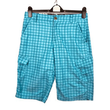 Pacific Motion Shorts Cargo Homme M Bleu Quadrillé Coton Poches Multiples été