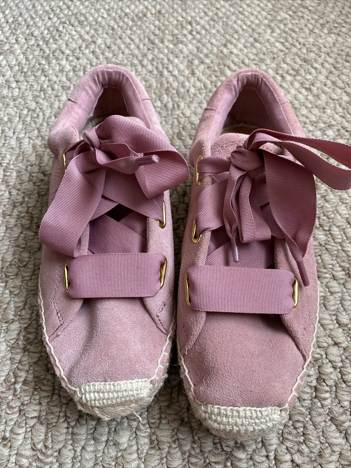 New UGG Brianna Espadrilles Moccasin Shoes Platform Ladies Suede Pink UK 6 EU 39