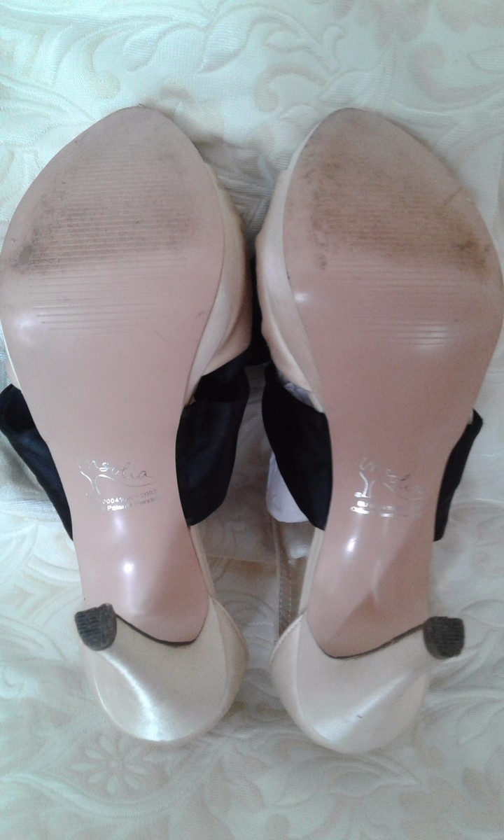 Escarpins Plateforme Stiletto M&S Autograph - Champagne Et Satin Noir - Taille UK 6 (EU 39) - Talon 4.5 Pouces - Occasion