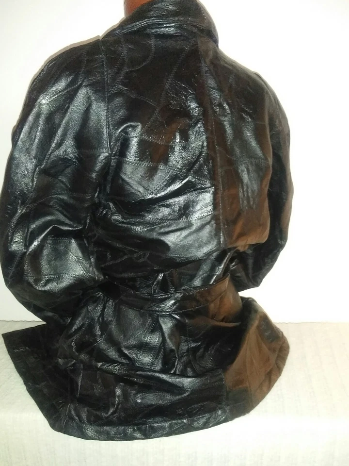 Gabardina Giovanni Navarra diseño piedra italiano cuero genuino longitud media (S) Foto 3 de 4