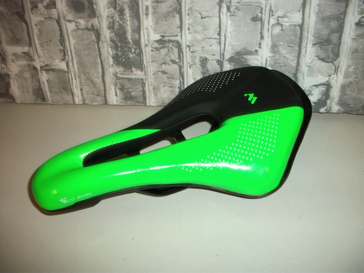 West Biking Bicycle Saddle Ultralight Mtb Road Bike Seat Neon Green Black NEW