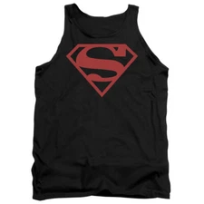 SUPERMAN RED ON BLACK SHIELD Licensed Men's Tank Top Sleeveless Tee SM-2XL