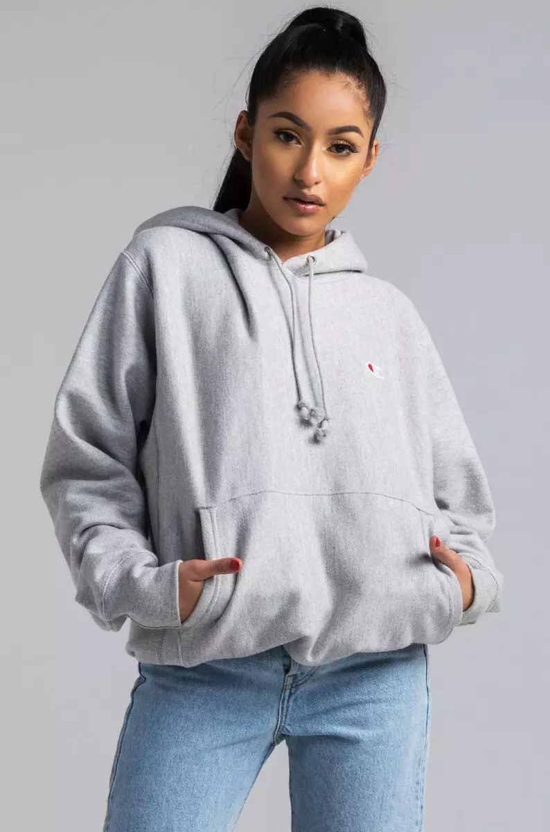 Governable Bøde Andre steder NEW LIGHT GREY CHAMPION REVERSE WEAVE HOODIE W/ SLEEVE LOGO *XSMALL*  women&#039;s | eBay