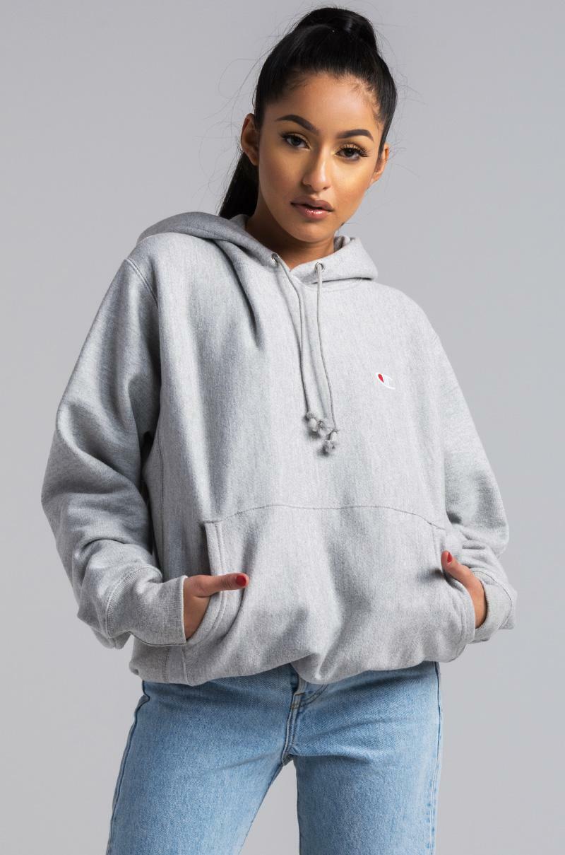 LIGHT GREY CHAMPION WEAVE HOODIE W/ LOGO *XSMALL* | eBay