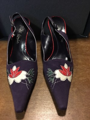 Ernesto Espacito Purple Suede Woman High Heels Shoes Size 7 1/2