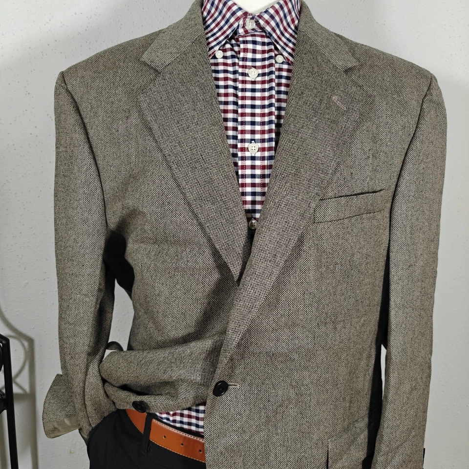 Abrigo Blazer Deportivo Oak Creek Para Hombre Tweed Dos Botones Espiga Lana Peinada 46R Foto 2 de 4
