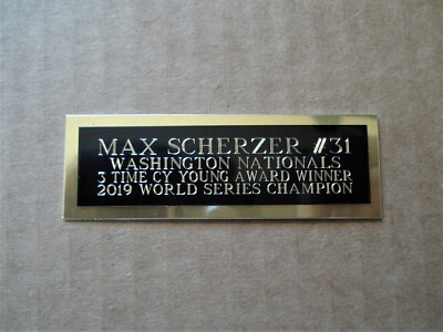 Max Scherzer Nameplate For An Autographed Baseball Ball Card Plaque 1 X 3