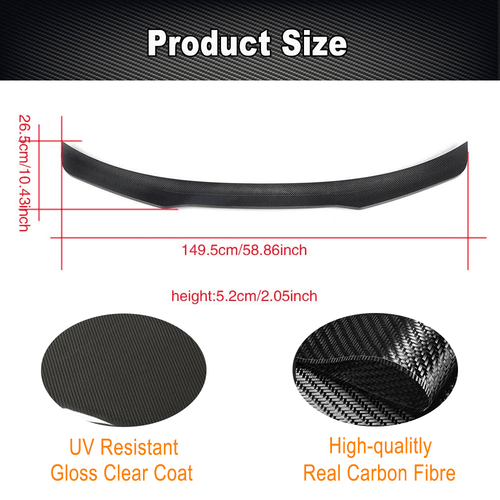 Fit For Ford Mustang 2015-18 REAL Carbon Fiber Rear Trunk Boot Spoiler Wing Lip - Picture 5 of 10