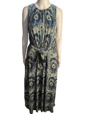 NWT Talbots Womens Halter Maxi Dress Sz 12 Peacock Print Party Wedding Boho Chic