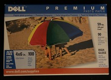 Dell Premium 59 lbs Photo Paper 100 4x6 Sheets High Gloss Acid Free / New
