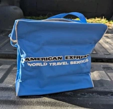 American Express World Travel Service Vintage Carry On Travel Bag Blue Zip Up