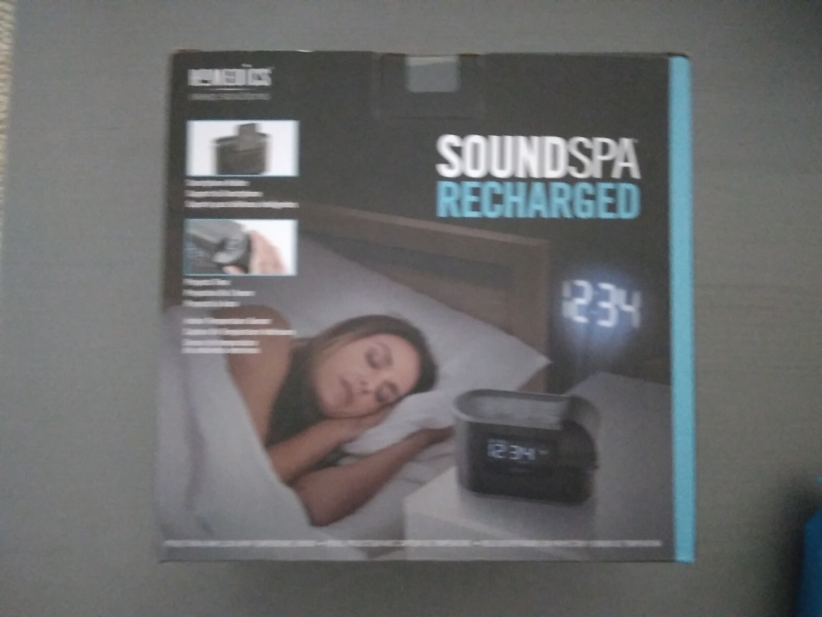 HoMedics Recharged Alarm Clock & White Noise Sound Machine, Black