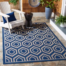 SAFAVIEH Indoor Outdoor CY6902-268 Courtyard Navy / Beige Rug