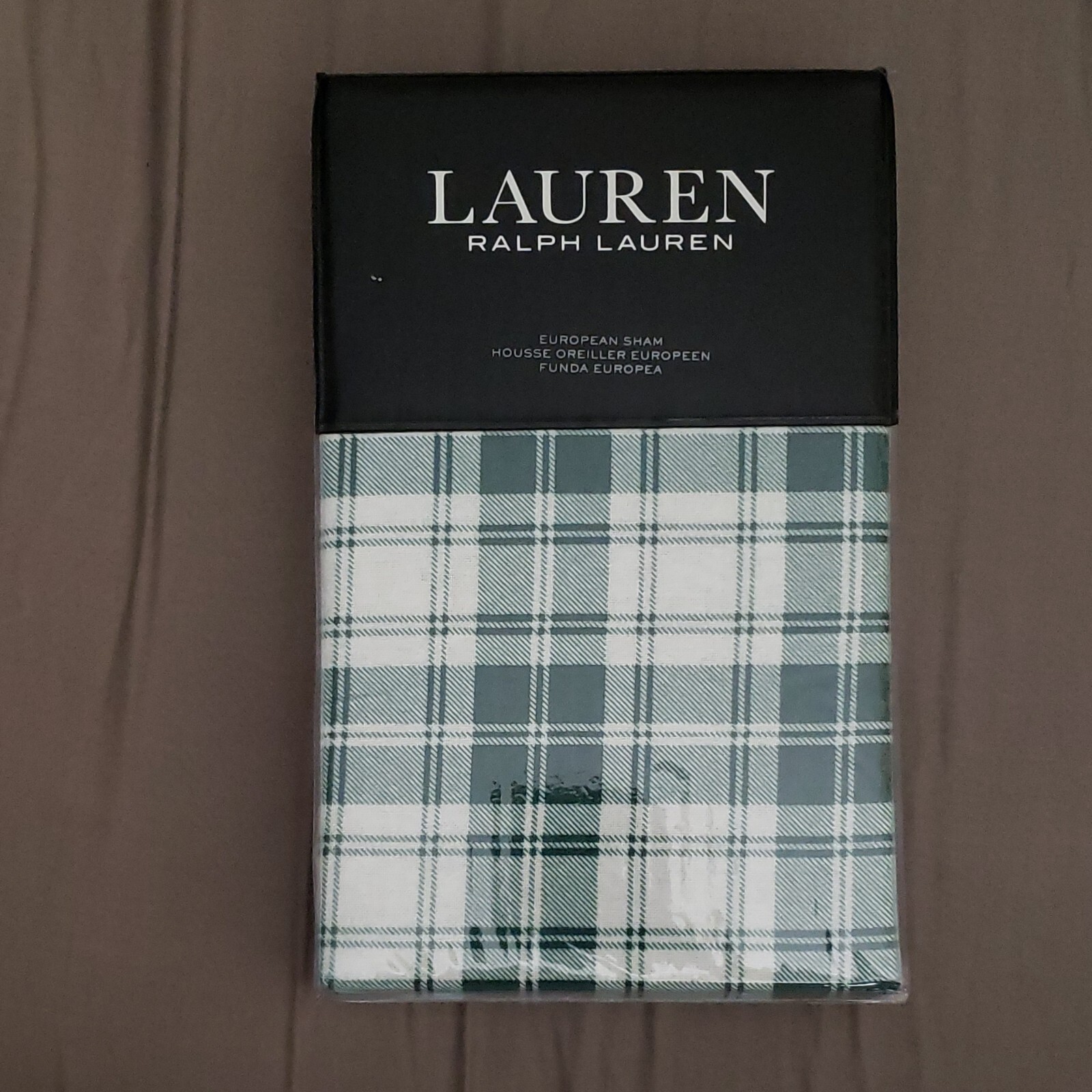 NWT Lauren Ralph Lauren Home Flannel Green Ulster Plaid European Pillow Sham