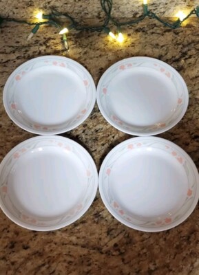 CORELLE PEACH GARLAND SET OF FOUR 6 3/4'' BREAD & BUTTER PLATES