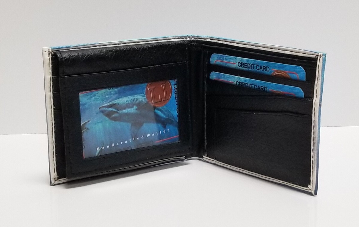 Sharks Print on Handcrafted Wallet BI-Fold Men's Vegan Leather | eBay