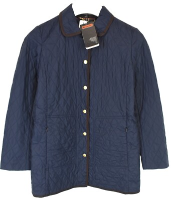 Brooks Brothers Thermore Jacke Damen UK 8 Snap Knopfe Gesteppt Dunkelblau