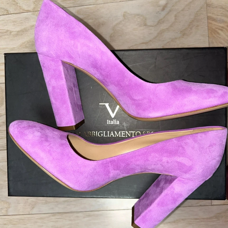 Versace 19-69 Women Heels Lilac Suede Leather US 9 EU 39.5. New In Box - Image 3 of 4