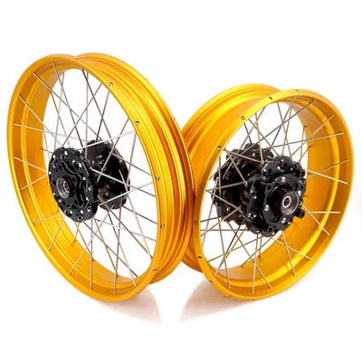 VMX 19'' 17'' Tubeless Gold Spoked Wheels Rims Fit Honda CB500X 2022-2025 Black - image 1 of 4