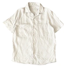 COS Mens Size S Grey Button Up True Hemp Relaxed Shirt Short Sleeve Top