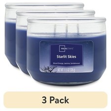 New 3 pack Mainstays Starlit Skies Scented 3 Wick Candle, 11.5 oz.