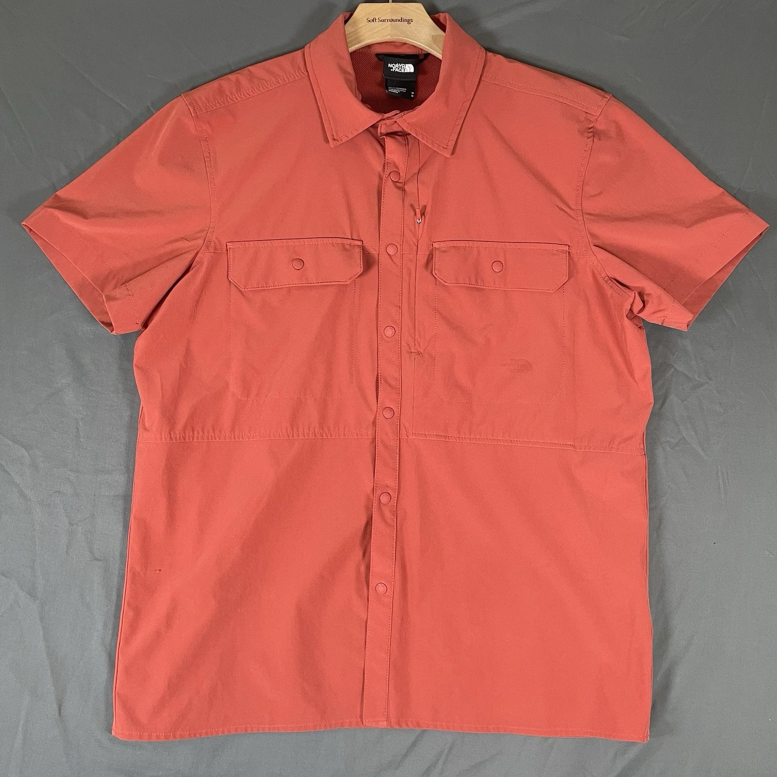 The North Face Lightrange Snap Button Shirt Men's Medium Orange Vented Hiking