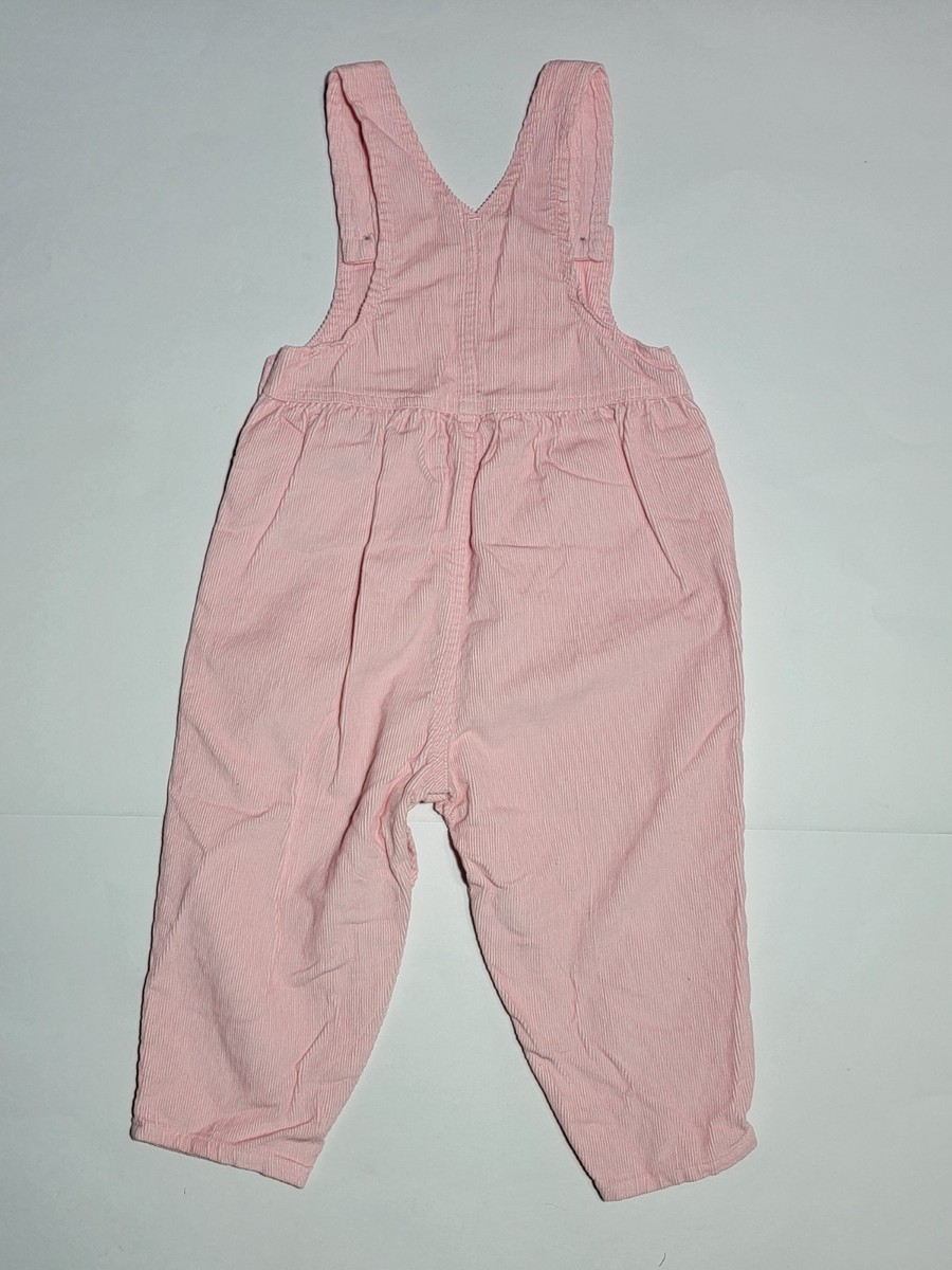 24 Month Oshkosh B'gosh Pink Embroidered Flowers Overalls Corduroy