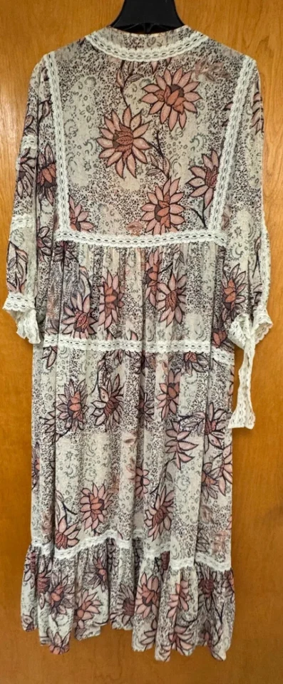 Free People Intimately Grasslands Lace Long Kimono Robe M/L Boho Festival Duster - Image 2 of 4