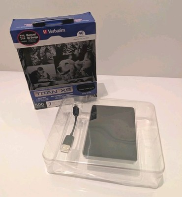 Verbatim Titan XS 500GB Portable External Hard Drive USB w/ Box Tested