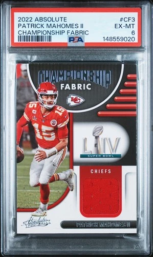 2022 PANINI ABSOLUTE CHAMP FABRIC #CF3 PATRICK MAHOMES II PSA 6