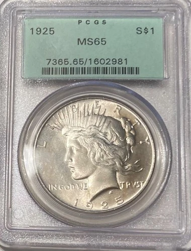 1925 Peace Dollar PCGS MS 65  Very Nice And BRIGHT