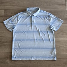 Under Armour Polo Shirt Mens 2XL Blue Stripe HeatGear Golf Performance Stretch
