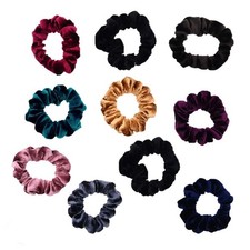 10 Pack Assorted Color Small Velvet Scrunchies for Thin Hair Women Elastic Ha...
