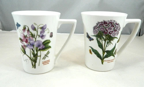 Portmeirion Botanic Garden Coffee Tea Mugs Set 2 Cottagecore England Vintage