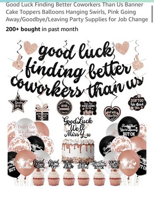 Going Away/New Job/Goodbye Party Supplies. Pink/Black
