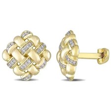 1Ct Round Lab Created Moissanite Exquisite Men's Cufflinks 14k Yellow Gold FN