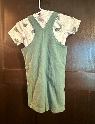 Garanimals Boys 12-18M 2pc Truck Graphic Tee & Green Shortalls Shorts Set