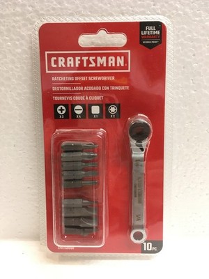 CRAFTSMAN Ratcheting Screwdriver Bit Set 10pc Phillips Slotted Torx (CMHT68008)