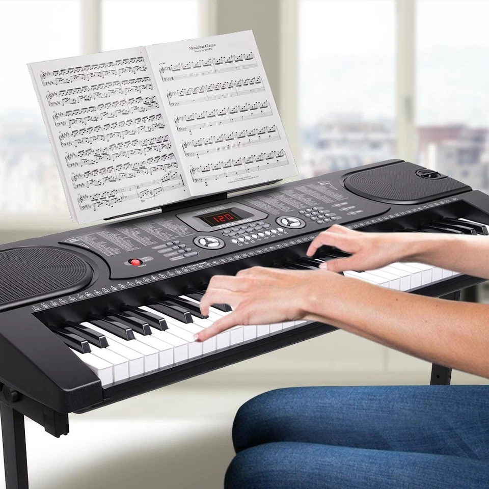 Tastiera Musicale Pianola Elettronica 61 Tasti con Supporto Sgabello e Microfono - Immagine 4 di 4