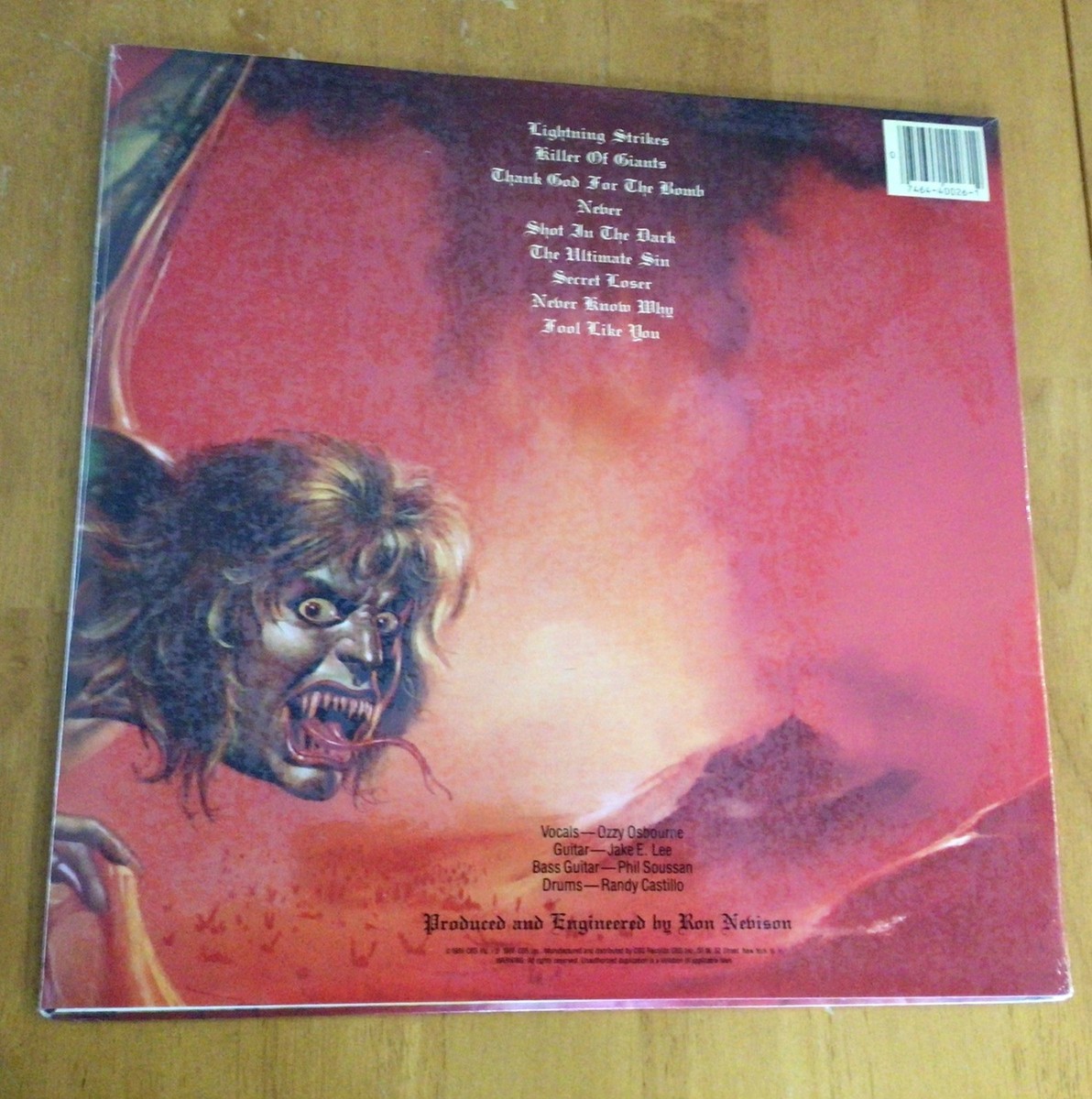 Ozzy Osbourne The Ultimate Sin 1986 Vintage Vinyl EX / NM CBS