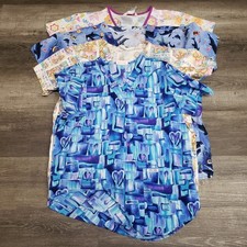 Lot Of 4 Womens Medical Scrub Tops Peaches Cherokee Simply Basic Medium