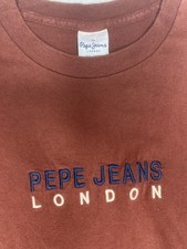 Vintage Pepe Jeans London Tshirt Mens Medium Clay Brown Rust Made in the USA Y2K